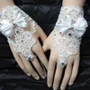 Five Fingers Gloves Rhinestone Lace Brides Floral Bowknot Fingerless Short White Bow Wedding Accessories