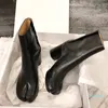 أحذية نسائية ذات كعب عالٍ مكتنزة بمقدمة مقسمة بتصميم تابي أحذية من الجلد Zapatos Mujer موضة الخريف أحذية حريمي بوتاس Mujer1
