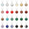 Round Snap Stone Naszyjniki Naturalne Gemstones Wisiorki z Posrebrzane Łańcuch Kobiet Biżuteria Prezenty