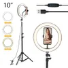 LED Selfie Light Ring Lamp 10 inch met Tripod Dimbare Fotografische Verlichting voor Live Stream / Makeup / Video Dimbare Schoonheid 26cm Ringlight YY28