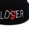 Fun Style List Lover Loser Haftowane Knit Hat Dla Mężczyzn I Kobiet Różowy Moda Hip Hop Unisex Hat Y21111