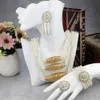 Sunspicems 4 pièces couleur or algérie maroc perle bijoux de mariage de mariée pour femmes perles de cristal collier boucle d'oreille bague Bracelet H1022
