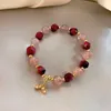 Beaded Strands LoveLink Acrylic Resin Beads Gold Plated Bracelet For Women Zircon Whale Tail Pendent Strawberry Opal Crystals Jewelry Fawn22