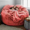 Chair Covers Faux Fur Big Round Bean Bag Cover Relax Seat Giant Soft Fluffy Without Fillings Lazy Sofa Bed Living Room Lounge Furniture