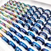 Groothandel 30 stks / partij rvs ringen opaal band gemengde stijl voor vrouwen en mannen veelkleurige blauwe kleur mode-sieraden partij geschenken