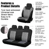 Car Seat Covers Emboridery Set Unverisal Fit Most Cars Tire Track Auto Protector Front Rear Black