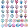 Partihandel 18 tums babyballonger 50st/Lot Baby Boy Girl Aluminium Foil Balloon Baey First Birthday Party Decorations