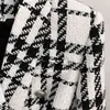 ハイストリートESTデザイナーブレザージャケットのジャケット女性のショールカラーダブルブレストライオンボタンチェック柄Tweed 211122