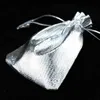 100pcs / mycket stor 13x18cm satin organza silver guldpläterade smycken presentförpackning arrangör förvaring påsar dragbale påse