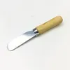 Ze stali nierdzewnej Dżem Ze Stali Nierdzewnej Spatulas Drewniany Uchwyt Tort Mini Spatula Deser Deserowy Pizza Table Nóż Hotel Kitchen Tableware JJF11054