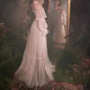 Unique Bohemia Wedding Dress Shawl Long Sleeve Lace Boho fairy skirt Bridal Gowns Chic Beach Tulle Vestido De Noiva