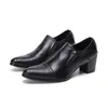 Skor för män med äkta ko läder herrar höga klackar oxford italiensk svart lyxklänningskontor dagligen manliga skor