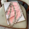 Sciarpa di seta da donna 15x150 cm Elegante stampa floreale Fazzoletto da collo quadrato Bandana Fasce per capelli di lusso femminile Echarpe 22118