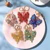 Colorful Crystal Butterfly Keychain Glitter Rhinestone Metal Key Ring for Women Fashion Chic Bag Pendant Backpack Accessories G1019