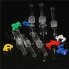 Smoking Domeless Nails Quartz Tips with Plastic Keck Clips 10mm 14mm 18mm Joint Real Banger Nail For Nectar 19mm