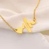 Initial Heartbeat Collier Pendentif Coeur Couple Ekg Electro cardiogramme Rhythm Fine 18K Gold Filled Chokers