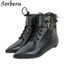 Sorbern Custom Boots Женская обувь Низкая каблука стиль унисекс Большой размер US5-17 Широкие лодыжки высокие сапоги