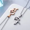 Creative Pendant Black White Stitching Necklace Simple Friendship Gift Heart Shape Gold Cute Couple Jewelry Necklaces