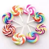 10pcs spiral regnbåge polymer lera cabochons skönhet kawaii lollipop godis flatback för diy telefon dekoration y0910