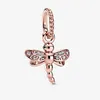Fit Pandora Charm Bracelet European Silver Charms Beads Crystal Five Petals Flower Leaves Dragonfly Pendure DIY Snake Chain For Women Bangle Necklace Pendents