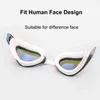 Silikon Professionell vattentät plätering klar dubbel anti-dimma badglasögon anti-UV män kvinnor ögonögon simningglasögon med fall y220428