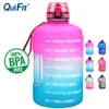 QuiFit 128oz 73oz 43oz 1 Gallon Water Bottle With Time Markings Filter Net Fruit Infuse BPA Free Motivational Sports Drink Jug