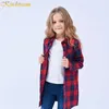 Kindstraum Nuova camicetta Camicie scozzesi lunghe per ragazze Camicie alte in cotone per bambini Bottoni Abbigliamento Autunno Figura intera per bambini, DC177 210306