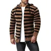 Męskie Stripe Knitting Swetry Moda Trend Z Długim Rękawem Cardigan Zipper Swetry Z Kapturem Płaszcze Męskie Wiosna Nowy Luźny Casual Sweter Sweter