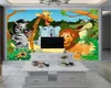 Papel tapiz 3d de animales de dibujos animados papel tapiz moderno 3d papel tapiz Mural 3d de seda decorativo Interior para dormitorio infantil