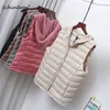 Schinteon Women Ultra Light Down Vest Casual Short Gielt with Knitted Hood Thin Inner Bottoming Garment Spring Autumn 211007