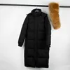 Janveny Large Real Raccoon Fur Collar Women Winter 90% Duck Down Jacket Female Loose Thick Long Feather Coat Plus Size 211007