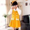 Nuevo 2015 otoño invierno niñas vestido sin mangas adolescentes algodón lana-como vestido niños estudiante vestido vestidl Infanti Q0716