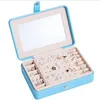 T GG Boxes Multi Functional Velvet Jewelry Trays Organizer Mirror Jewellery Box Earring Necklace Bracelet Ring Storage Case PU Leather Boxes