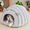 3 Styles Collapsible Cat Bed Pet Winter Plush Cat's House for Indoor Dogs Kennel Mat Small Dog Warm Cave Sleeping Bag Products 210713