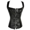 Synthetic Leather Corset Strong Sexy Gothic Steampunk Bondage Top Punk Corsets Waist Trainer 8276