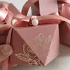 Pudełko Pudełko Diamentowe Kształt Papier Cukierki Czekoladowe Pudełko Opakowania Favors Dla Gości Baby Shower Urodziny Party 210925