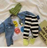 Infants and young children fashion striped patchwork leggings 0-2 years baby boys girls casual base skinny pants 210708