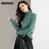 GIGOGOU Maglione a collo alto invernale Donna Maglione a rombi in cashmere Maglione lavorato a maglia color puro Maglione oversize allentato Casual Lady 211109