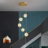 Lampe suspendue en cuivre au design nordique moderne et minimaliste, luminaire décoratif d'intérieur, idéal pour un salon, une Villa de luxe, un Duplex, des escaliers en colimaçon