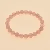 Natural Pink Crystal Stone Beaded Strands Charm Bracelets Elastic Bangle For Women Girl Party Club Yoga Jewelry