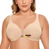 Bras Women's Front Closure Lace Bra Plus Size Underwire Unlined Full Coverage