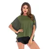 YYFS Europe et Amérique Femmes Summer Bat Sleeve Colorblock Stripe T-shirt Col rond Femme Loose Top T200616