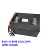 Batterie rechargeable au lithium-ion 48V 80Ah 13S cellule de poche Li-ion avec BMS + chargeur pour vélo vélo moto stockage solaire
