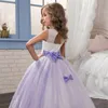 Robe de princesse élégante pour les filles de mariage violet tulle dentelle longue fille robe fête pageant demoiselles d'honneur robe formelle pour les filles adolescentes 210317