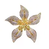 Brooches For Women Cubic Zirconia Yellow Bauhinia Luxury Vintage Big Pin Boutonniere Hyperbole Fine Jewelry Accessories