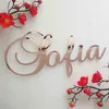 Custom Mirror Rose Gold Baby Name Sign Nursery Wall Decoration Personalized Wood Name Sign Rustic Wedding Party Baptism 210925