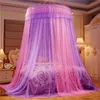 Noble Paars Roze Bruiloft Ronde Kant Hoge Dichtheid Prinses Bed Nets Gordijn Dome Queen Canopy Mosquito Nets #SW 364 R2