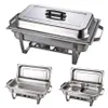 Stainless Steel Stock Pots economical hand-lifted cover full Plates buffet chafing dishes food warmer 9L Thickened chafing dish 201