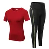 Sport Running Gym Top + Leggings Set Women Fitness Suit Trainning Clothing Workout Yoga s XXL 210802