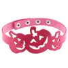 Cara de Cara Halloween Pumpkin Leather Collar Colars Button Band Ajuste Neck Band for Women Children Jewelry Will and Sandy